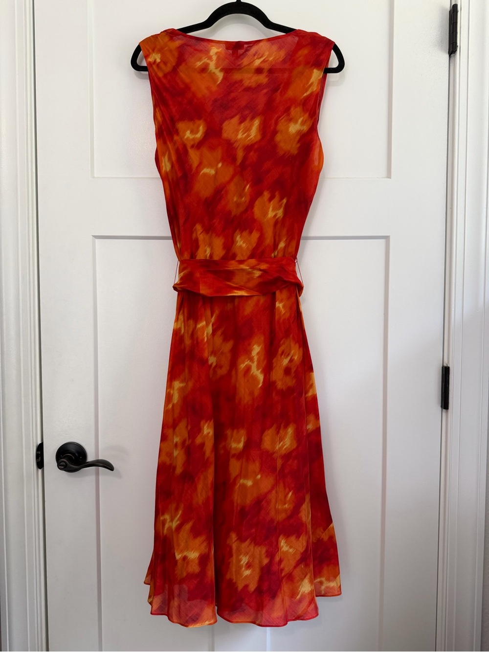Talbots Orange and Red Sleeveless V‑Neck Midi Dress - Picture 8 of 8